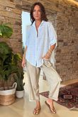 Made in Italy Pia Pillow Cotton Embroidered Tile Classic Shirt White 
